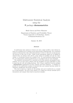 Multivariate Statistical Analysis using the R package chemometrics