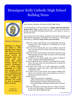 Current School Newsletter - Monsignor Kelly Catholic High School