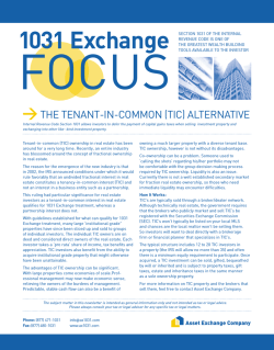 Tenant In Common's (TIC's)