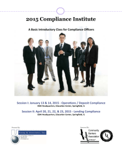 Compliance Institute - Community Bankers Association of Illinois