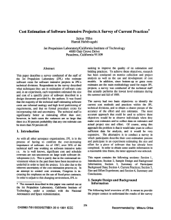 Cost Estimation of Software Intensive Projects:A Survey of Current