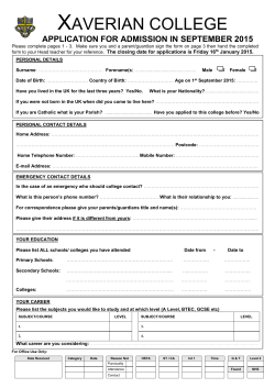 application for admission in september 2015