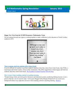 K-5 Mathematics Spring Newsletter: January 2015