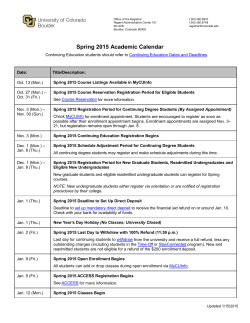 Spring 2015 Academic Calendar - University of Colorado Boulder