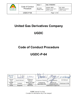 United Gas Derivatives Company UGDC Code of Conduct