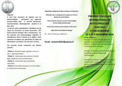 Premier Colloque international de biotechnologie végétale