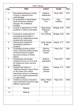Ph.D. Thesis S.No. - School of Education