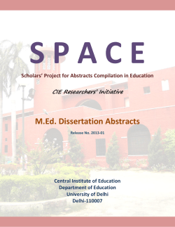 Initiative M.Ed. Dissertation Abstracts