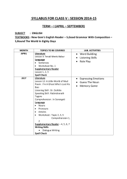 syllabus for class v : session 2014-15