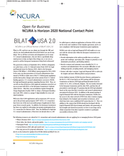 NCURA Named National Contact Point for Legal and Financial