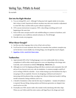 Verilog Tips, Pitfalls to Avoid