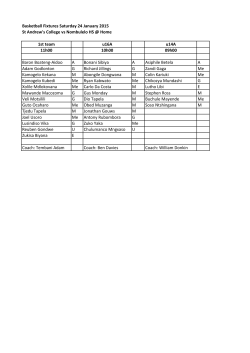 Saturday 24 January Basketball Team Lists