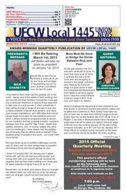 Winter 2014 UNIONNEWS