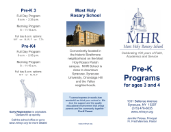 Pre-K Programs - Most Holy Rosary School