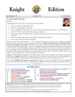 K of C Council #8891 January 2015 Knight Edition