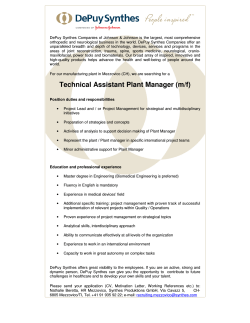 Technical Assistant Plant Manager (m/f)