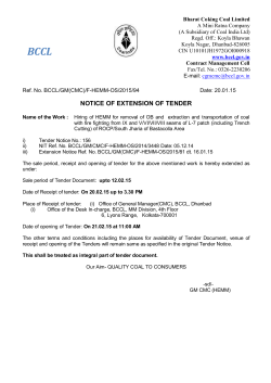 notice of extension of tender - BCCL | Bharat Coking Coal Limited