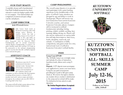 July 12-16, 2015 - Kutztown University Sports Camp