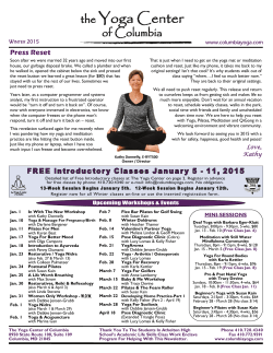Winter 2015 news p 1 revised - The Yoga Center of Columbia