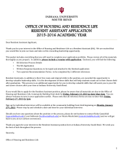 2015-2016 Resident Assistant Application Packet
