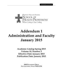 Addendum 1 Administration and Faculty January 2015