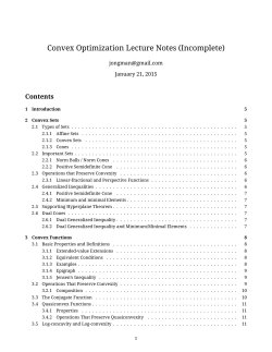 Convex Optimization Lecture Notes (Incomplete)