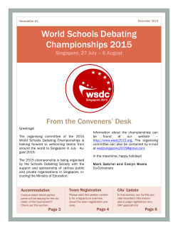 Newsletter 1 - World Schools Debating Championships
