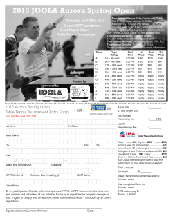 2015 JOOLA Aurora Spring Open - Fox Valley Table Tennis Club