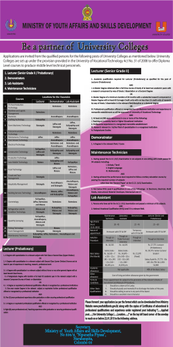 Advertisement for the recruitment of staff for University Collages