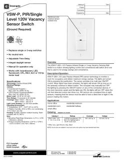 VSW-P, PIR/Single Level 120V Vacancy Sensor Switch