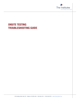 ONSITE TESTING TROUBLESHOOTING GUIDE