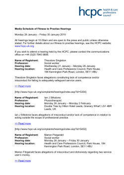 Media Schedule of Fitness to Practise Hearings