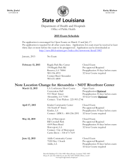 2015 Exam Schedule - Louisiana Department of Health and Hospitals