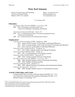 my CV - Peter Jonason