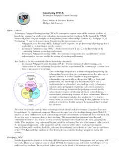 Technological, Pedagogical, Content Knowledge (TPACK) Handout