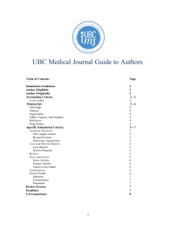 UBC Medical Journal Guide to Authors