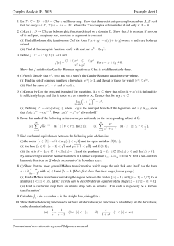 Complex Analysis IB, 2015 Example sheet 1
