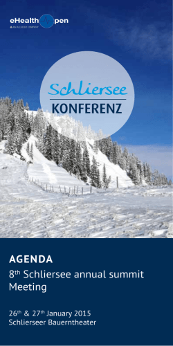 AGENDA 8th Schliersee annual summit Meeting