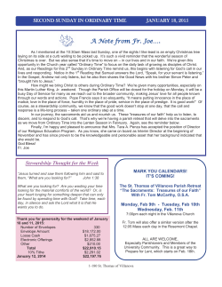 Bulletin for January - St. Thomas of Villanova Parish