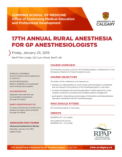 17th annual rural anesthesia for gp anesthesiologists