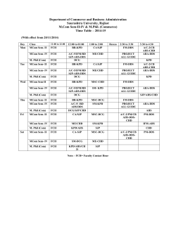 Time Table - About Department of Commerce, Saurashtra University