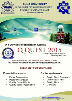ANNA UNIVERSITY A 5 Day Extravaganza on Quality