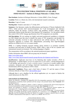 TWO POSTDOCTORAL POSITIONS AVAILABLE