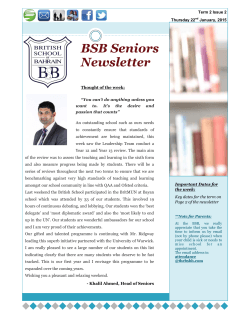 BSB Seniors Newsletter - The British School of Bahrain