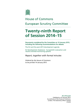 Twenty-ninth Report of Session 2014–15