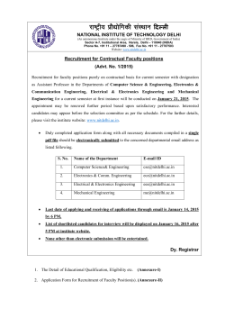 Recruitment for Contractual Faculty Positions