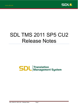 SDL TMS 2011 SP5 CU2 Release Notes