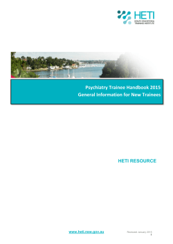 Psychiatry Trainee Handbook 2015 General Information for