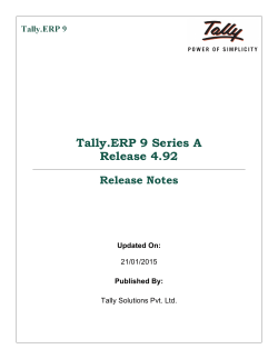 Tally.ERP 9 Series A Release 4.92 Release Notes