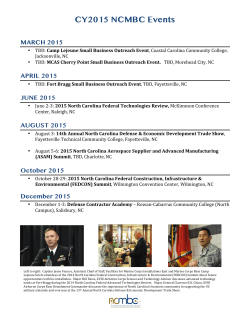 2015 NCMBC Scheduled Events